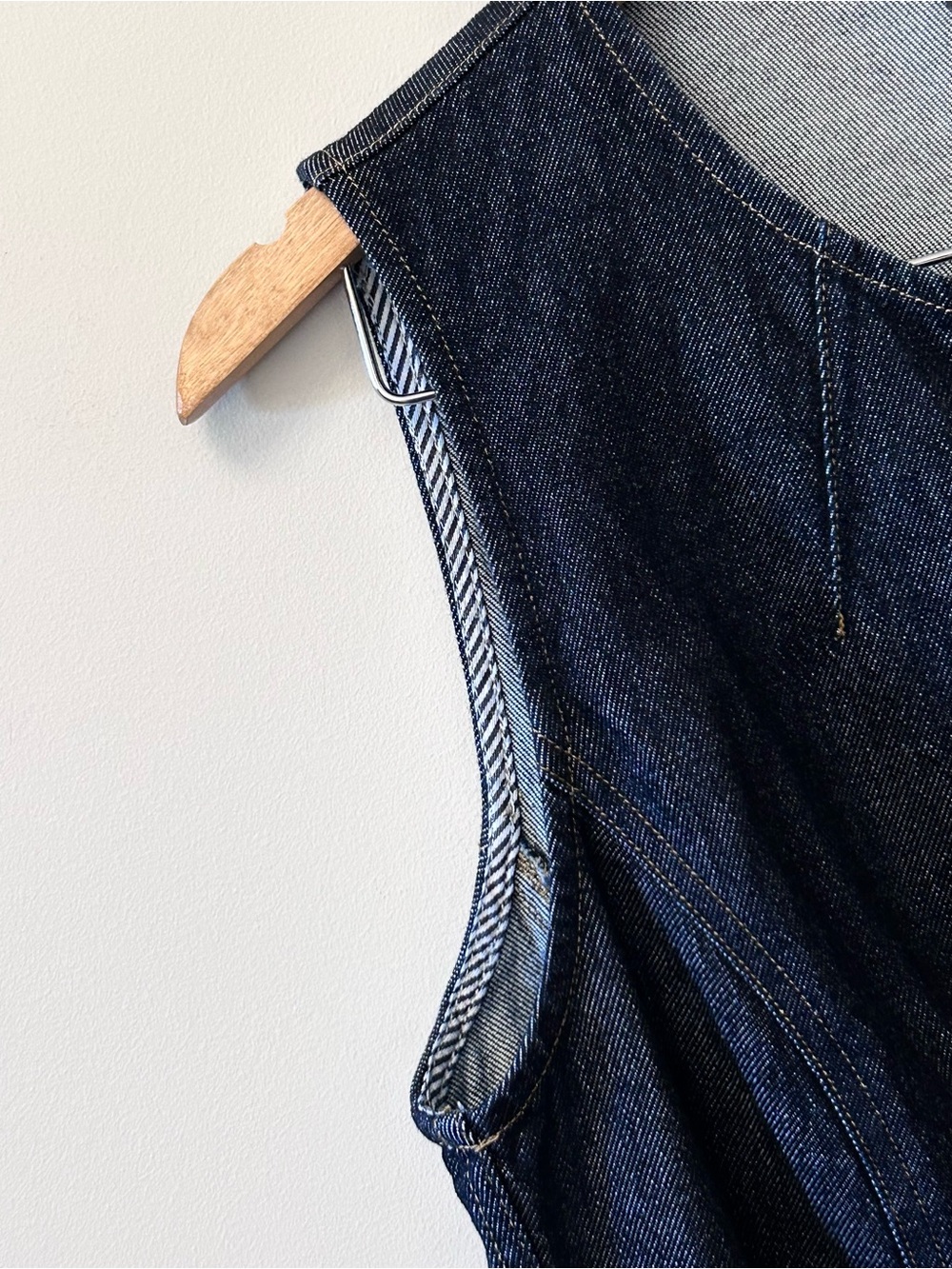 J.Crew Seamed Denim Mini Dress Tailored Sleeveless Snap Closure Women’s 8 - Picture 5 of 16